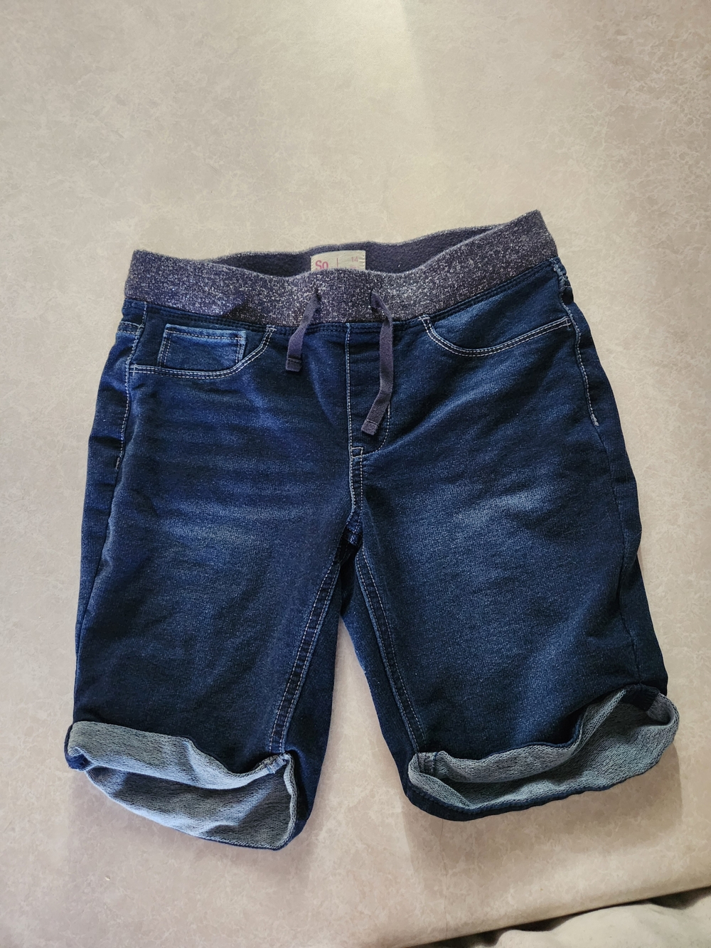 Girls Pull-On Jegging Shorts in Dark Blue